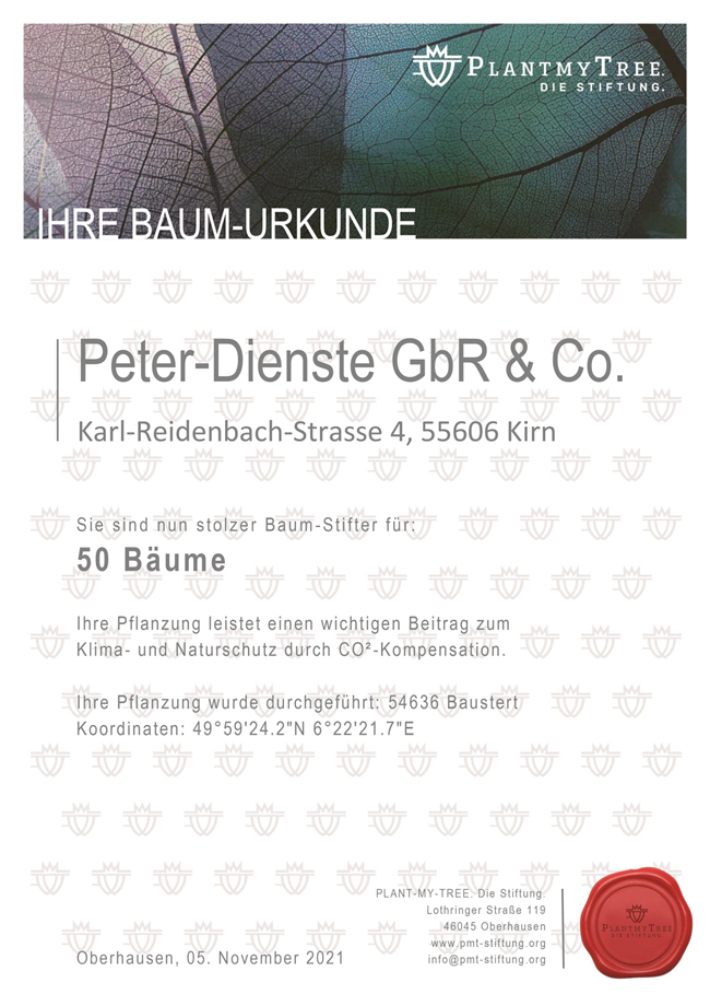 Baum-Urkunde-Peter-Dienste