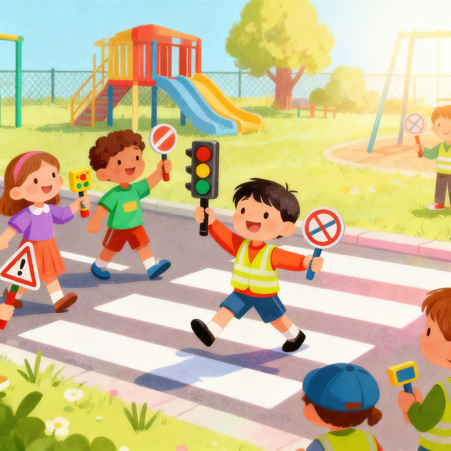 Verkehrsunterricht im Kindergarten